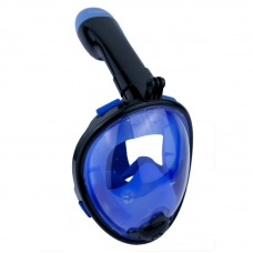 Детская панорамная маска для дайвинга и снорклинга BabySmile Black and Blue (черно-голубая, панорама 180, клапан системы "поплавок")